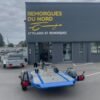 Rimorchio portamoto abbassabile e pieghevole per 2 moto Cochet blu