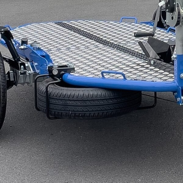 Rimorchio portamoto abbassabile e pieghevole per 2 moto Cochet blu