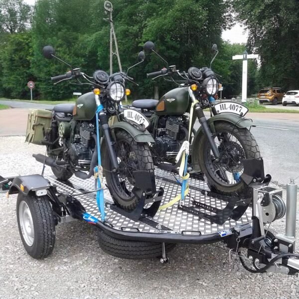 Rimorchio portamoto abbassabile e pieghevole per 2 moto Cochet nero
