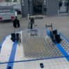 Rimorchio portamoto abbassabile e pieghevole per 2 moto Cochet blu